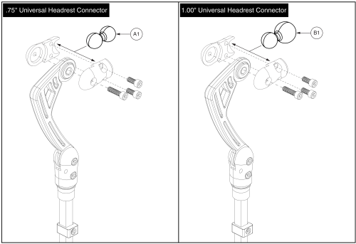 Universal Headrest Mounting Connectors, Tru-comfort parts diagram