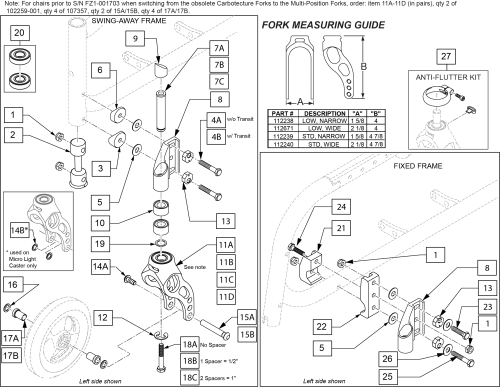 Caster Plate And Multi-position Fork Assembly parts diagram
