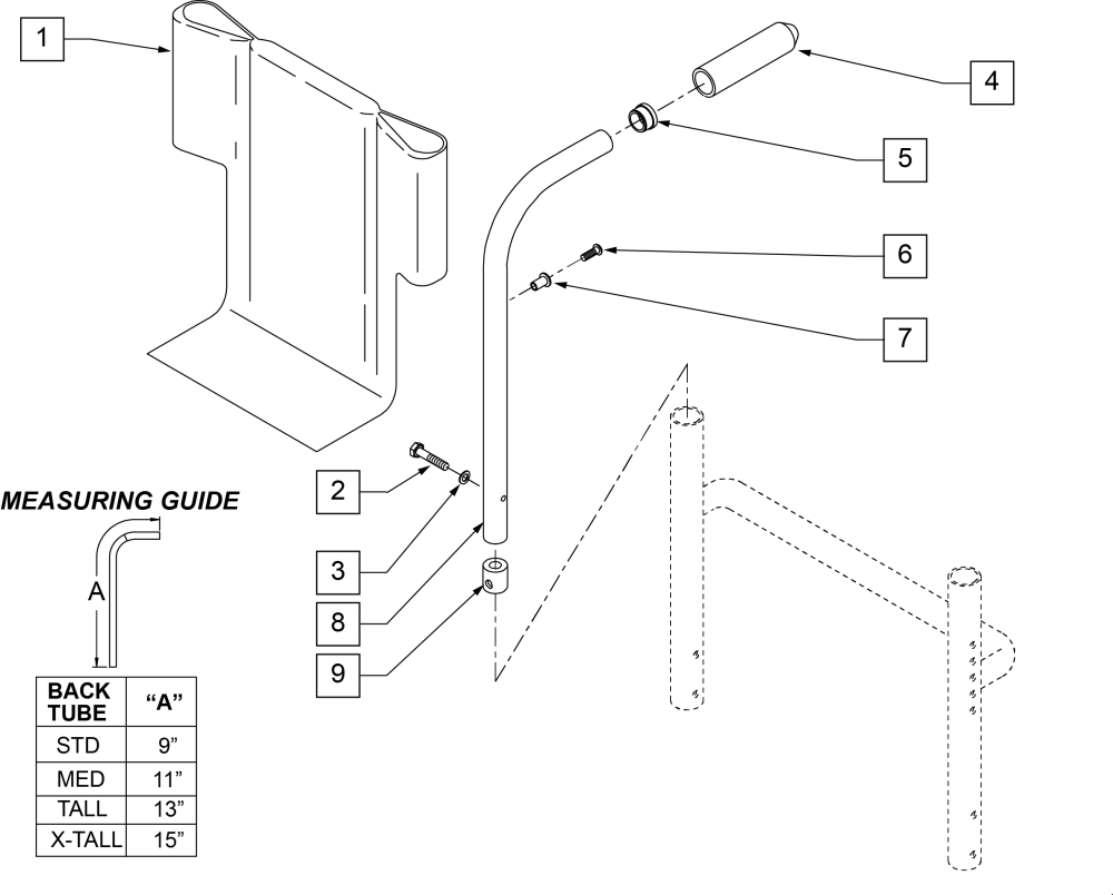 Integral Push Handle Backrest-rigid parts diagram