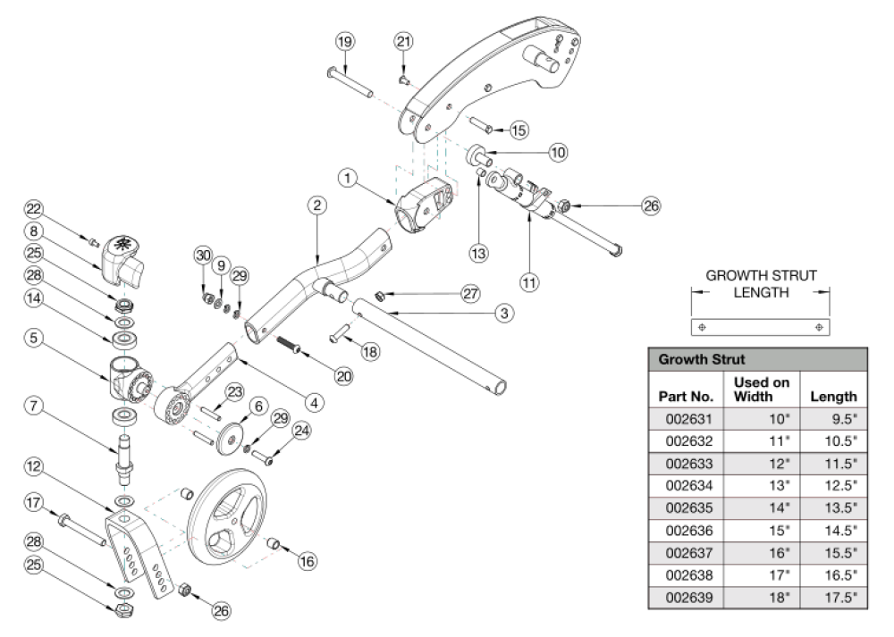 Flip Caster Arm parts diagram