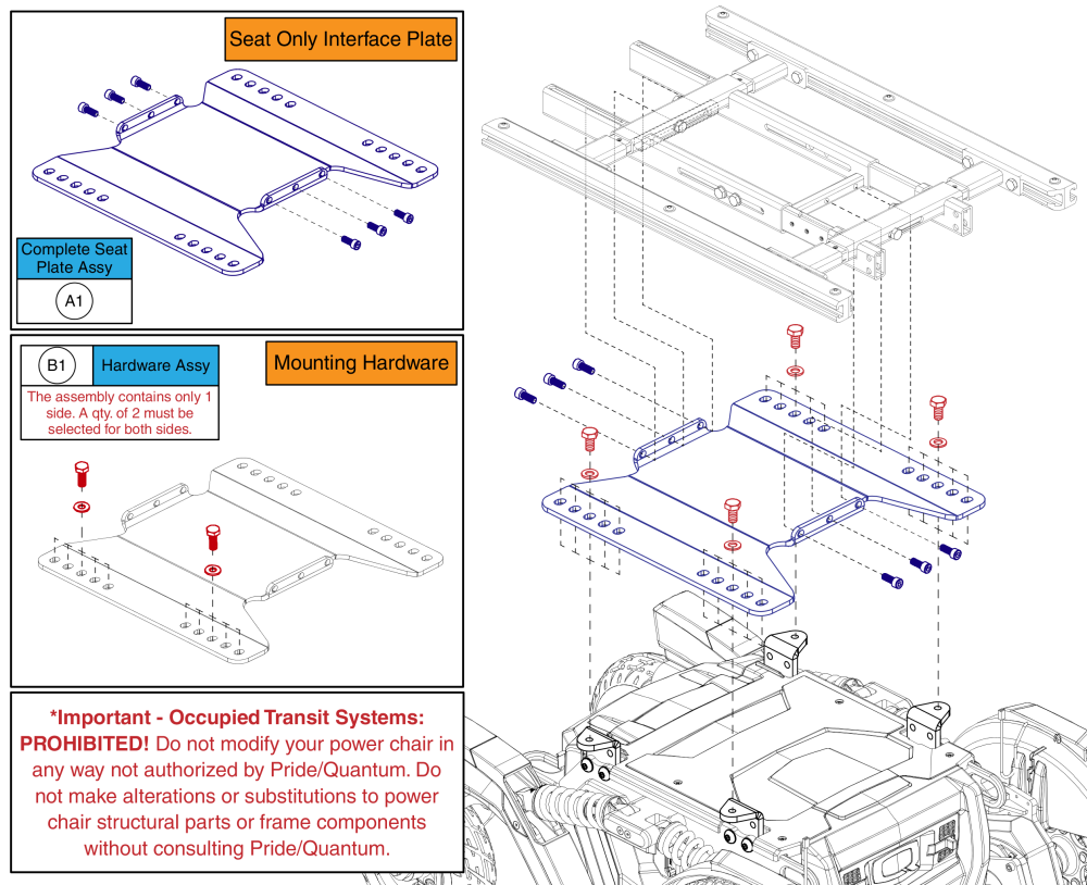 Static Seat Interface, Tb3 Seating, 4front parts diagram