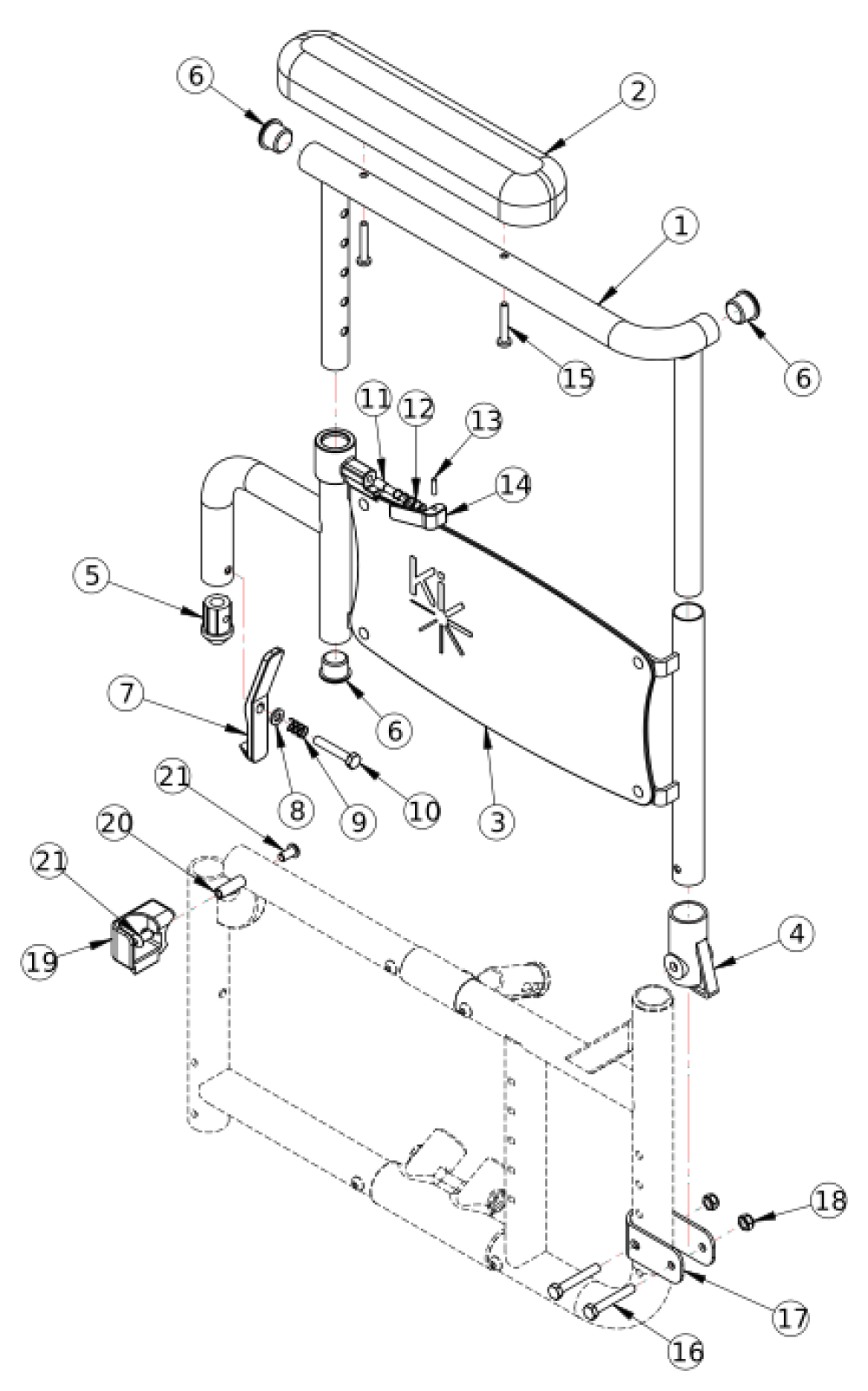 Discontinued Catalyst 4 Height Adjustable Flip Back Armrest parts diagram