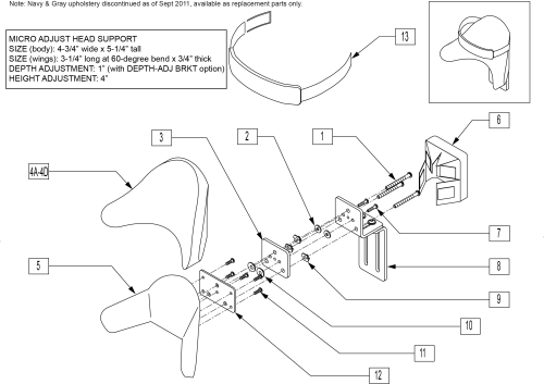 Micro Adjust Head Support parts diagram