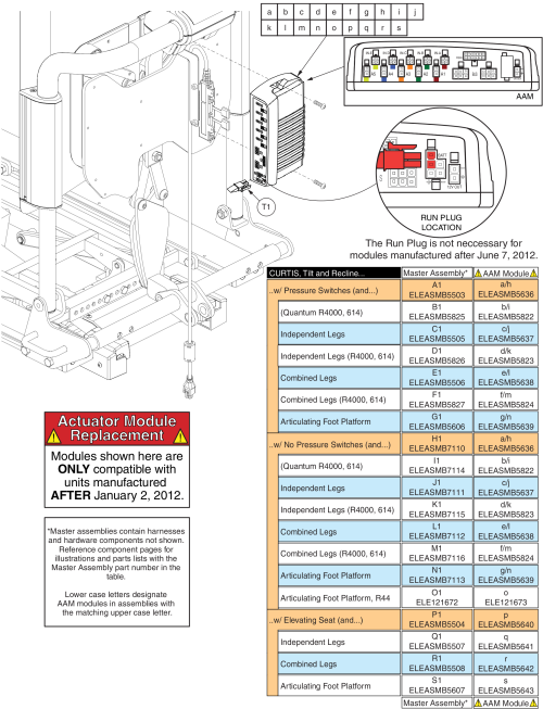 Tb2 Tilt And Recline, Aam Master Assembly, After 1/2/12 parts diagram