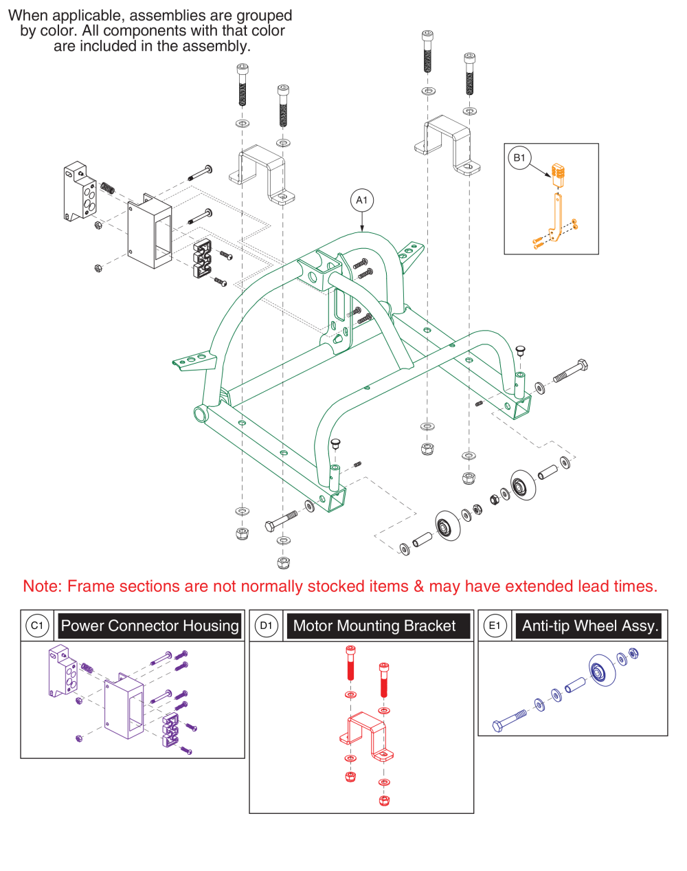 Rear Frame W/ Linix Drivetrain parts diagram