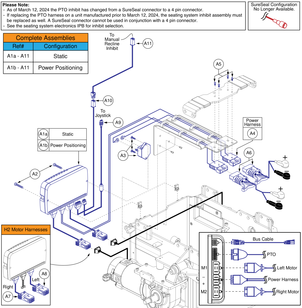 Ne+ Electronics, H2 Motors, Manual Recline, Q6 Edge Z parts diagram