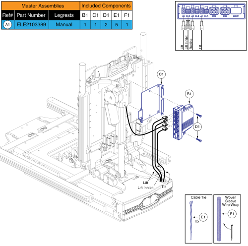Ql3 Am3, Tb3 Lift, Tilt, & Recline (4front Series) parts diagram