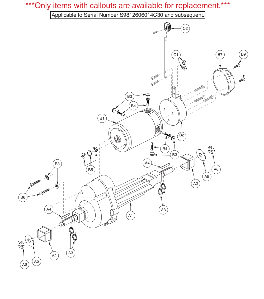 Hurricane Pmv5001 Drive Assembly - Transaxle / Motor / Brake - Gen 2.  (s/n S9812606014c30 And Sub.) parts diagram