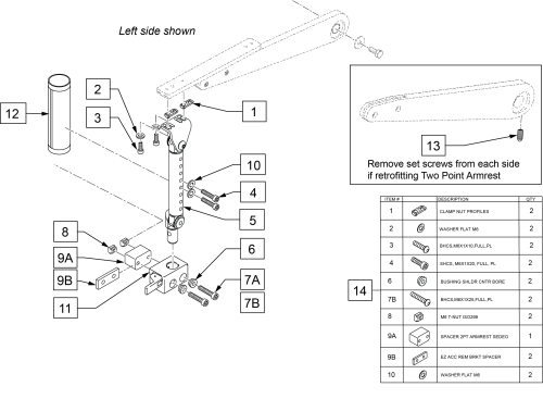 Pro 2-point Locking Armrest parts diagram