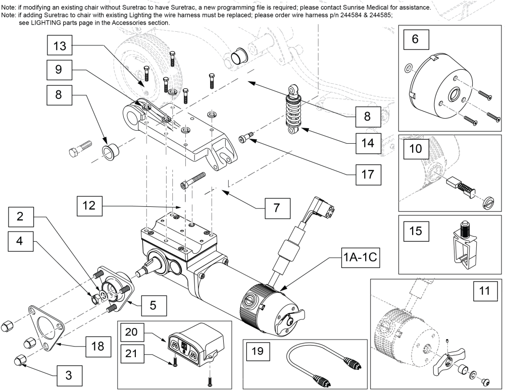 4 Pole  Quickie Suretrac Motor Assm Q700 M After 7/15/22 parts diagram