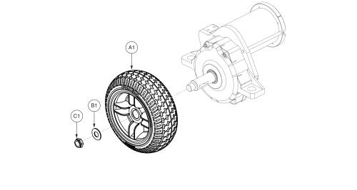 Drive Wheel Assy, Go-chair / Z-chair parts diagram