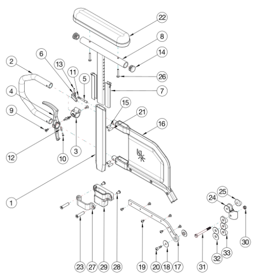 Catalyst 5 Armrests - Tall Height Adjustable Flip Back T-arm parts diagram