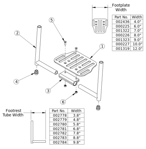Clik Aluminum Angle Adjustable Footrest parts diagram