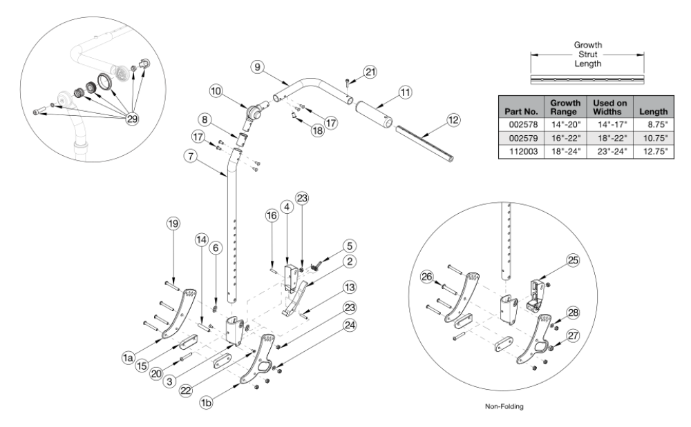 Focus Cr Fixed Height With Adjustable Handle Backrest parts diagram