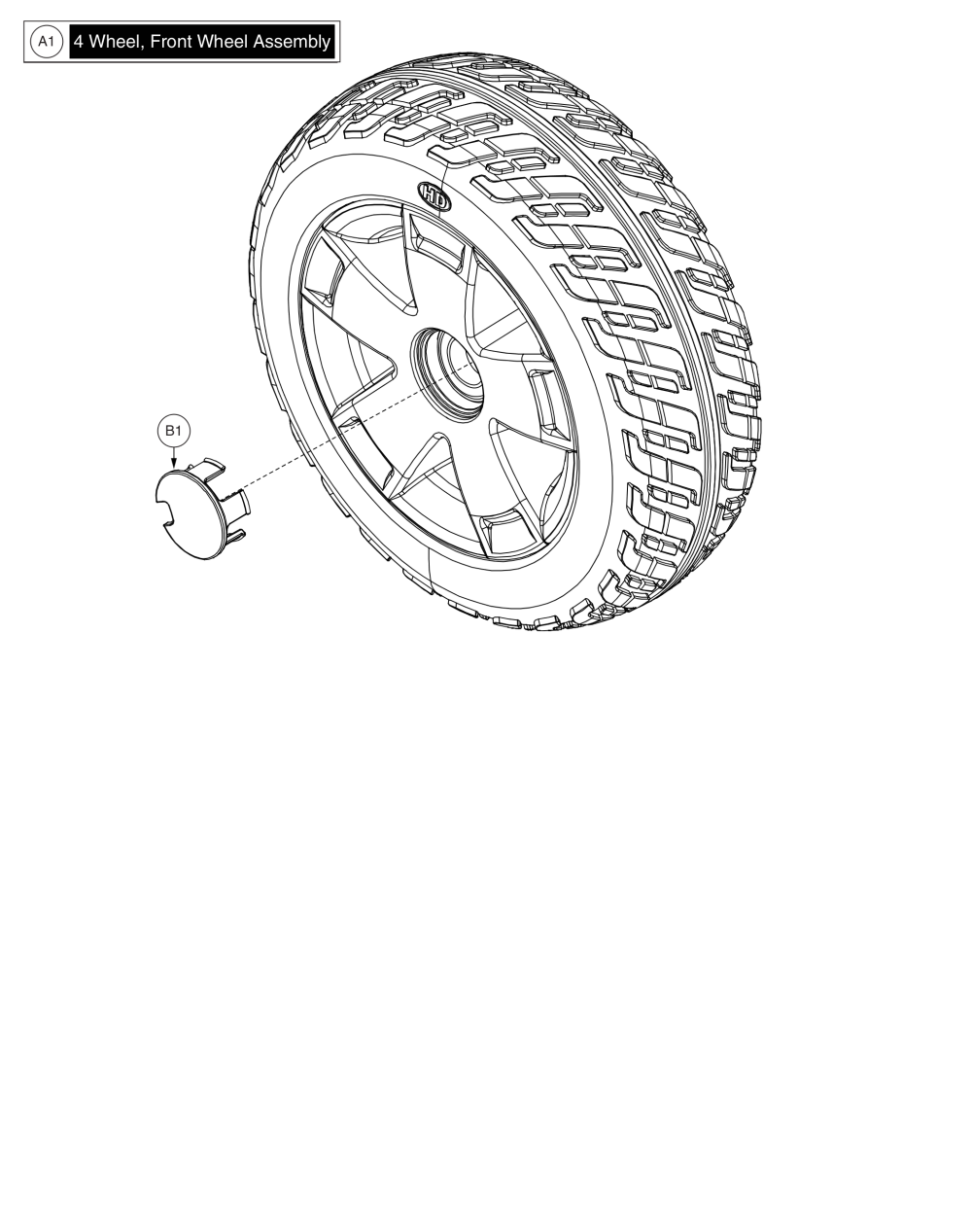 4whl Front Wheel Assembly parts diagram