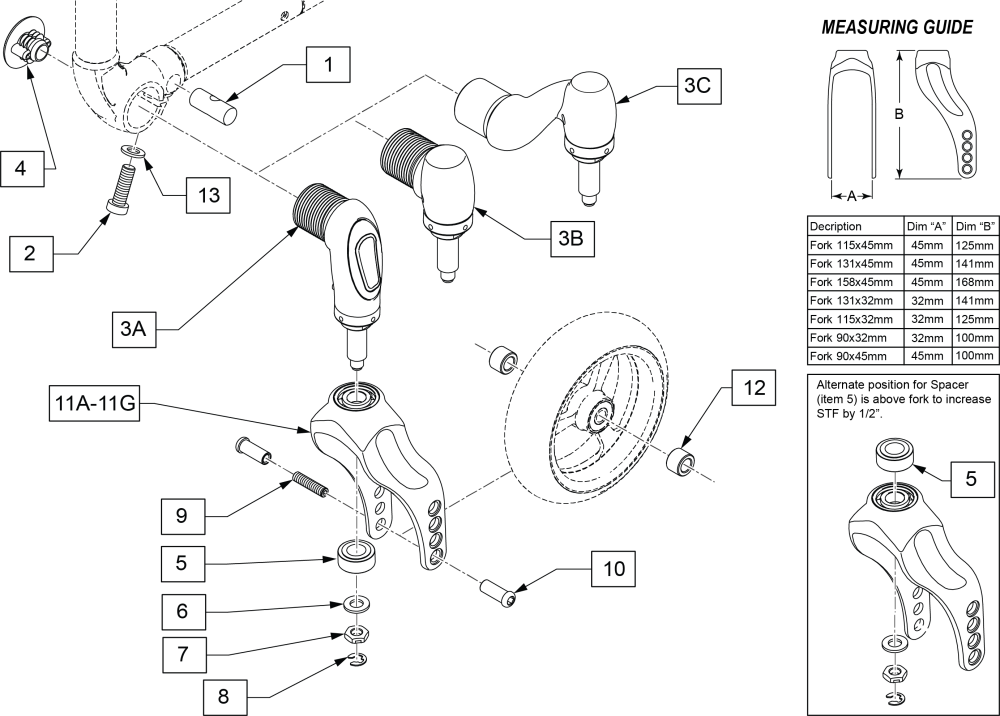 Qs5 X Fork Assembly parts diagram