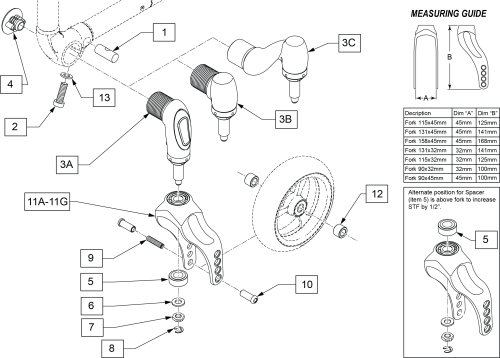 Qs5 X Fork Assembly parts diagram