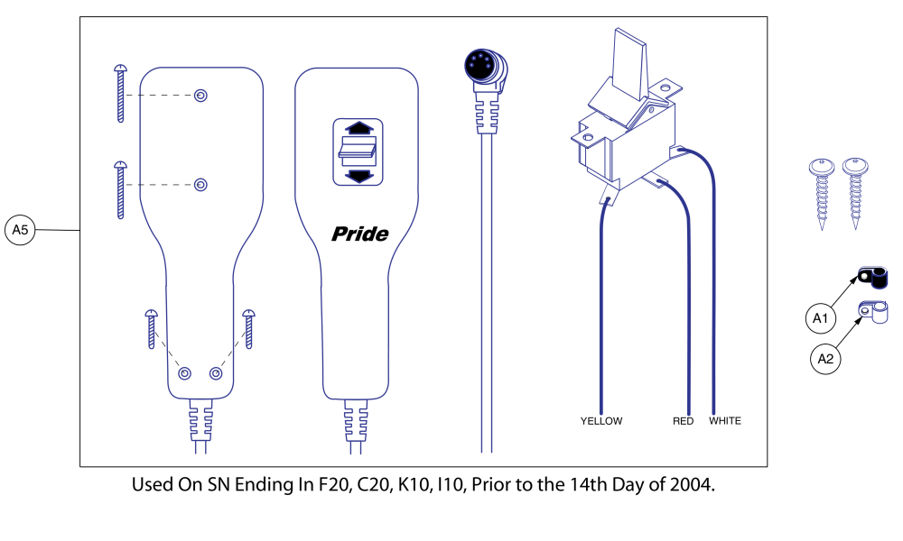 Used Prior To The 014 Day  Of 2004  Sn Ending In F20, C20, K10, I10 parts diagram