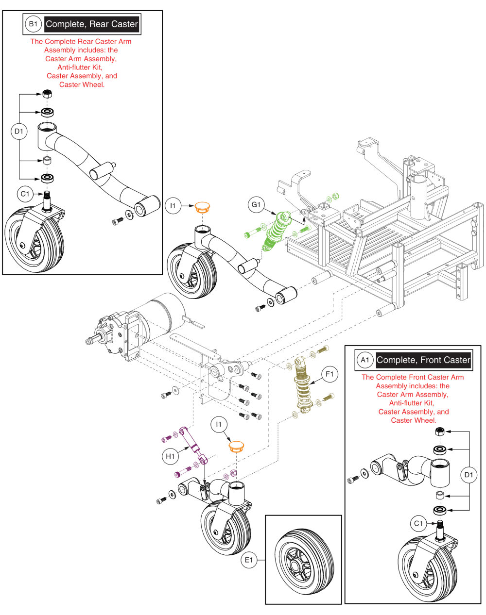 Caster Assy - Right Front, Right Rear parts diagram