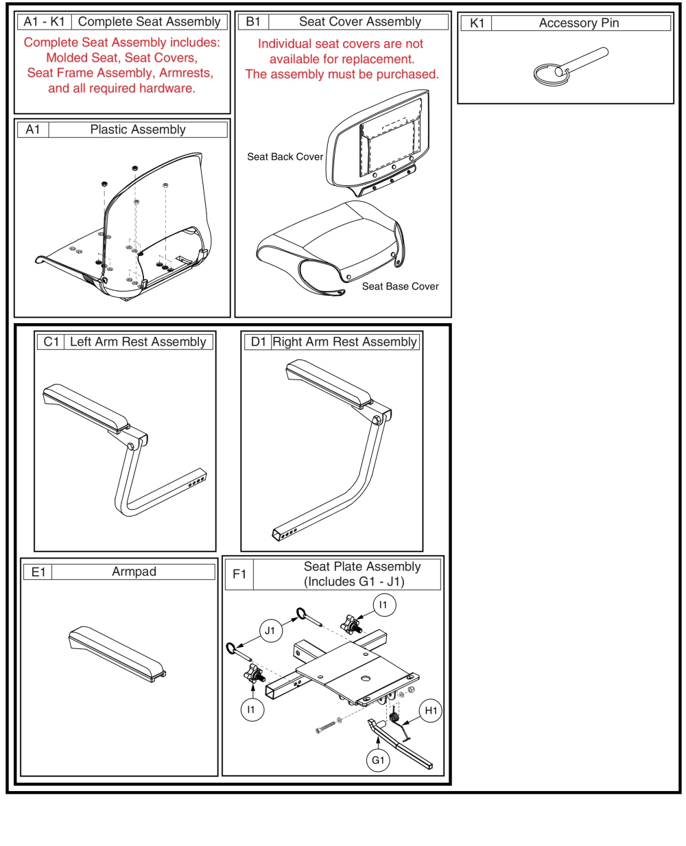 Seat Assembly, Jazzy Zts (for Models Ending In 1001 And 1002.) parts diagram