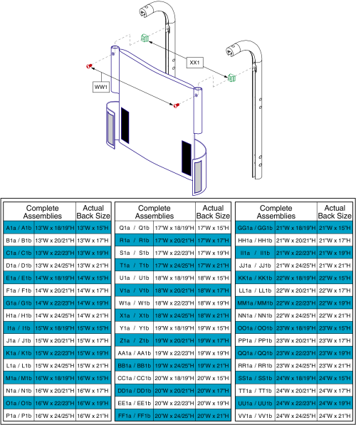 Sling Backs, Tb Flex parts diagram