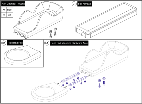 Motion Concepts Armpads & Arm Troughs parts diagram