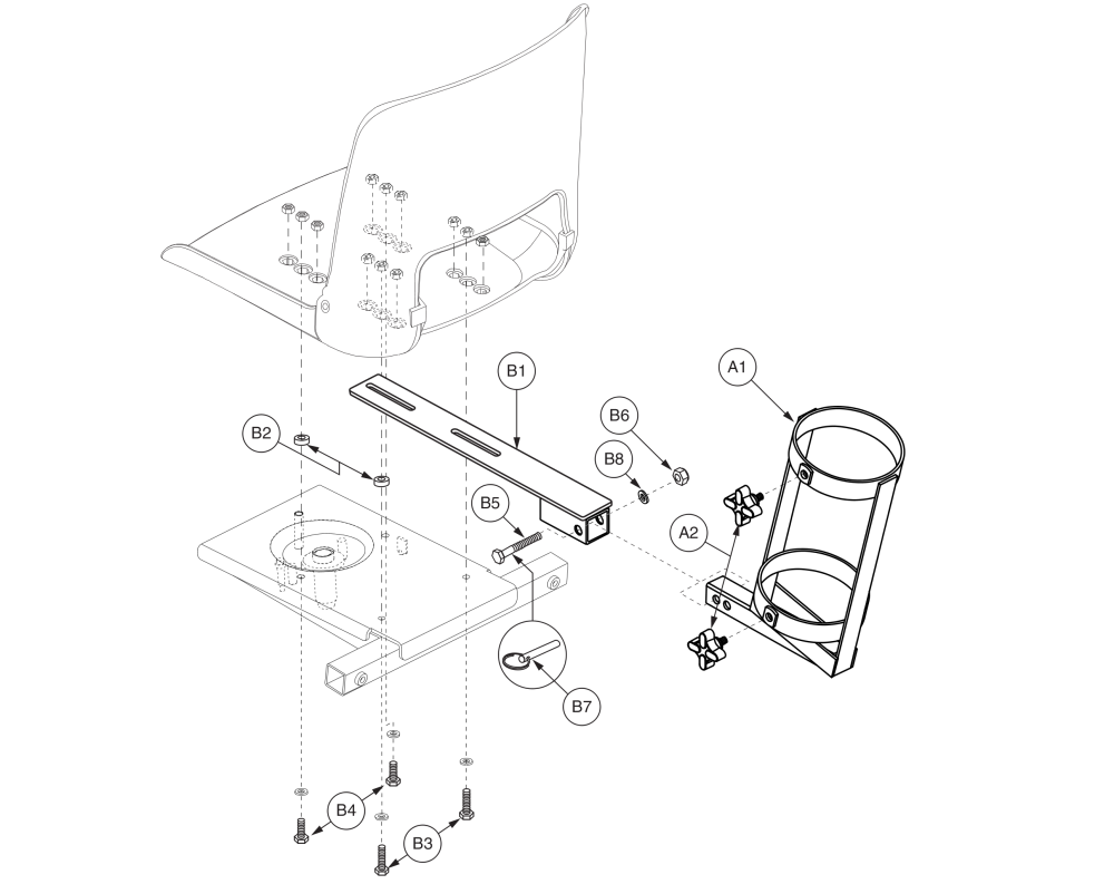 Oxygen Tank (o2) Holder - Molded Plastic Seat parts diagram