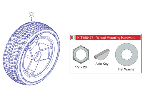 Drive Wheel And Mounting Hardware - Kozmo parts diagram