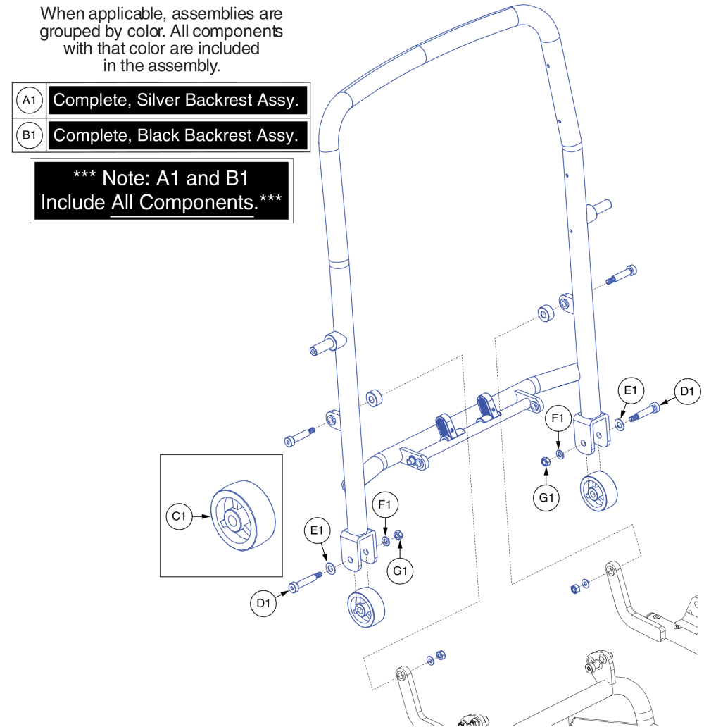 Backrest Assy, Jazzy Passport / I-go+ parts diagram