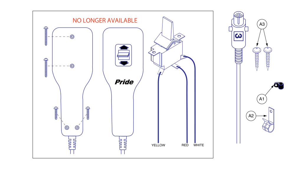 Hand Control, Standard, Pride, Quick Release parts diagram