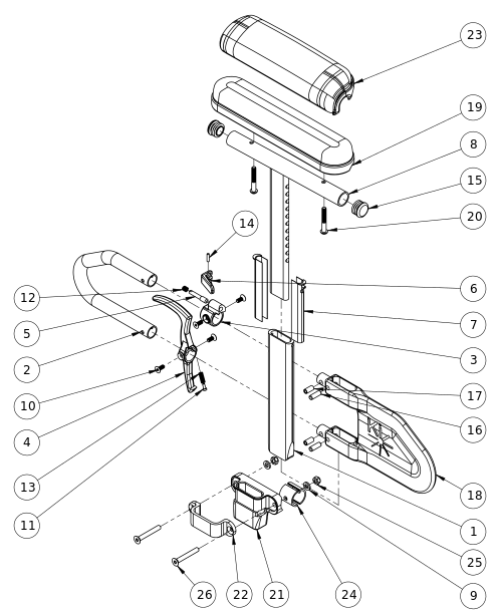 Focus Cr Height Adjustable T-arm parts diagram