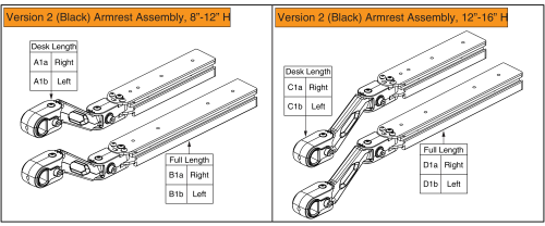 Standard V2 Tb3 Armrest Assys, Desk & Full Length parts diagram