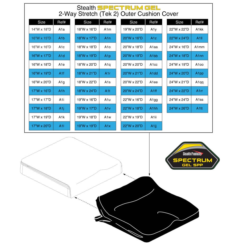 Outer Cover, 2-way Stretch (tek 2) - Stealth Spectrum Gel parts diagram