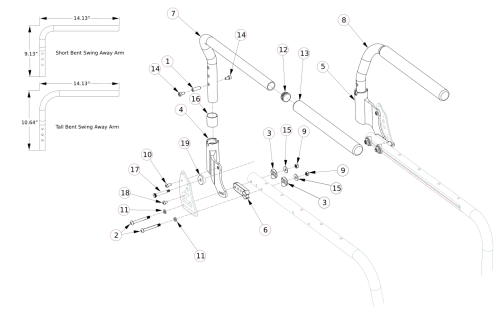 (discontinued) Ethos Swing Away Armrest parts diagram