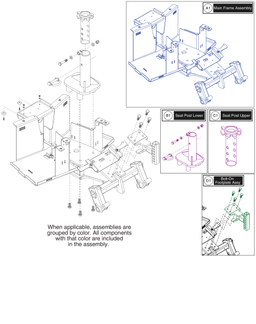 Main Frame W/ Standard Seat Post, Jazzy Select 6 2.0 parts diagram