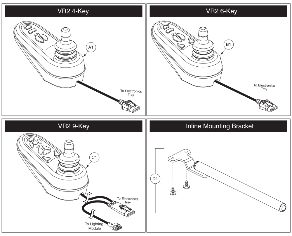 Vr2 Joystick Assemblies parts diagram