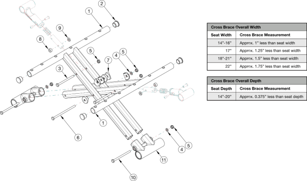 Catalyst Aluminum Cross Braces - Growth parts diagram