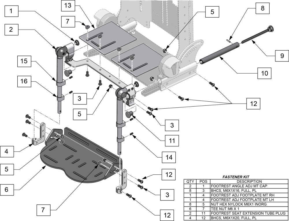 Footrest parts diagram