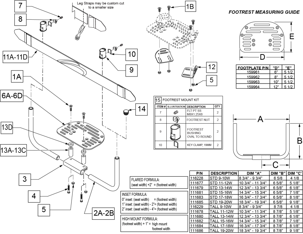 Aluminum Platform Footrest parts diagram