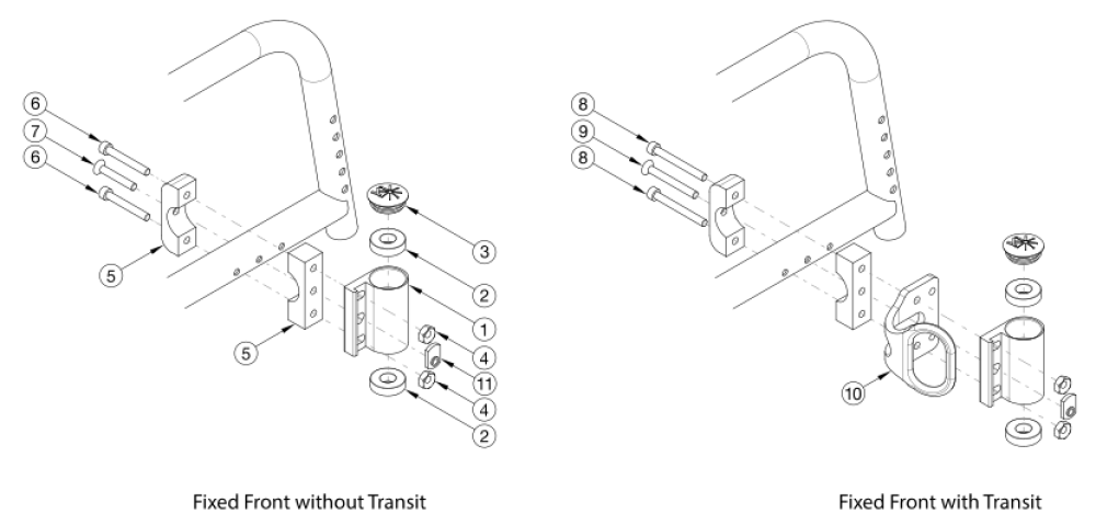 Catalyst 5 Standard Caster Housing For Fixed Front Frame parts diagram