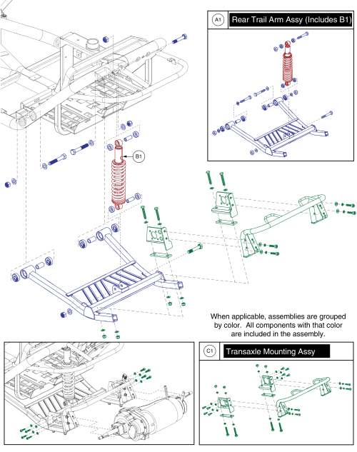 Rear Trail Arm & Transaxle Mount, Pursuit Sport - Mv714 parts diagram