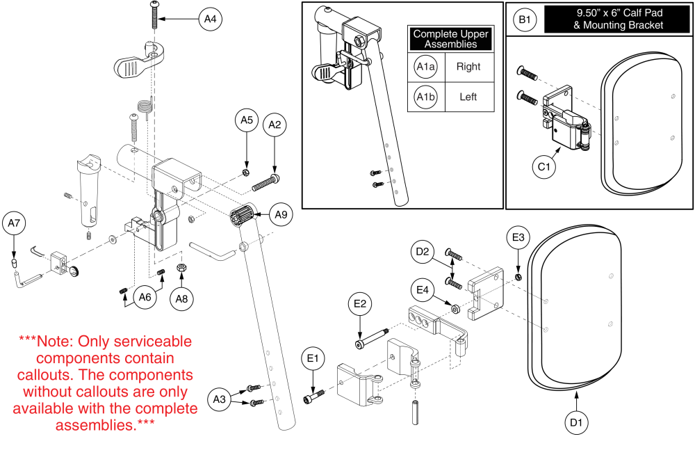 Elr Upper, 3-hole Calf Pad - Style #12 parts diagram