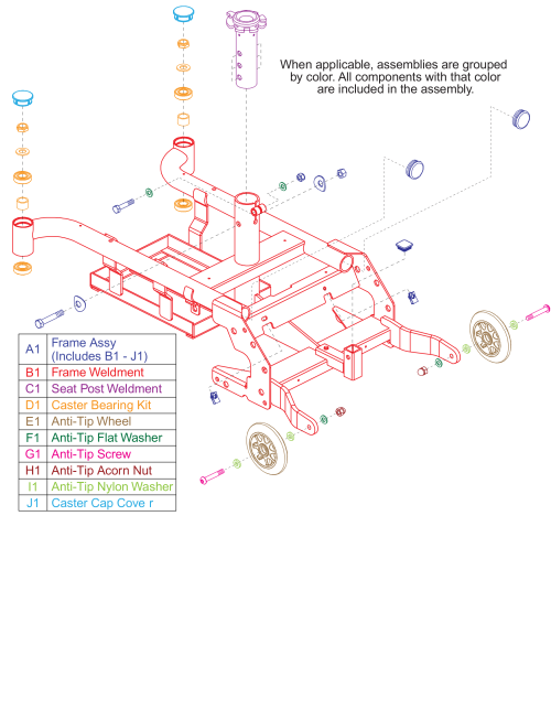 Main Frame Assy, Elite Es-1 parts diagram