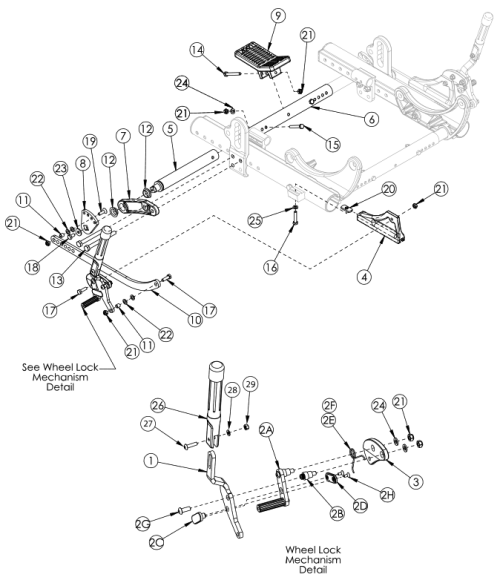 Focus Cr Combination Attendant Foot Lock parts diagram
