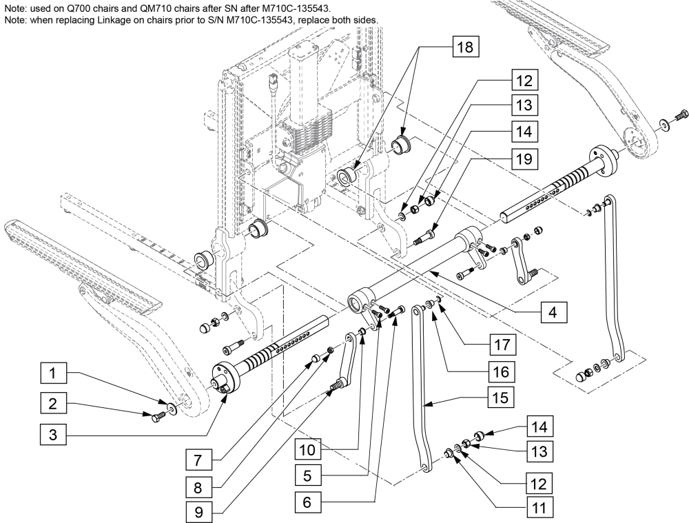 Armrest Axle And Linkage Ergo parts diagram