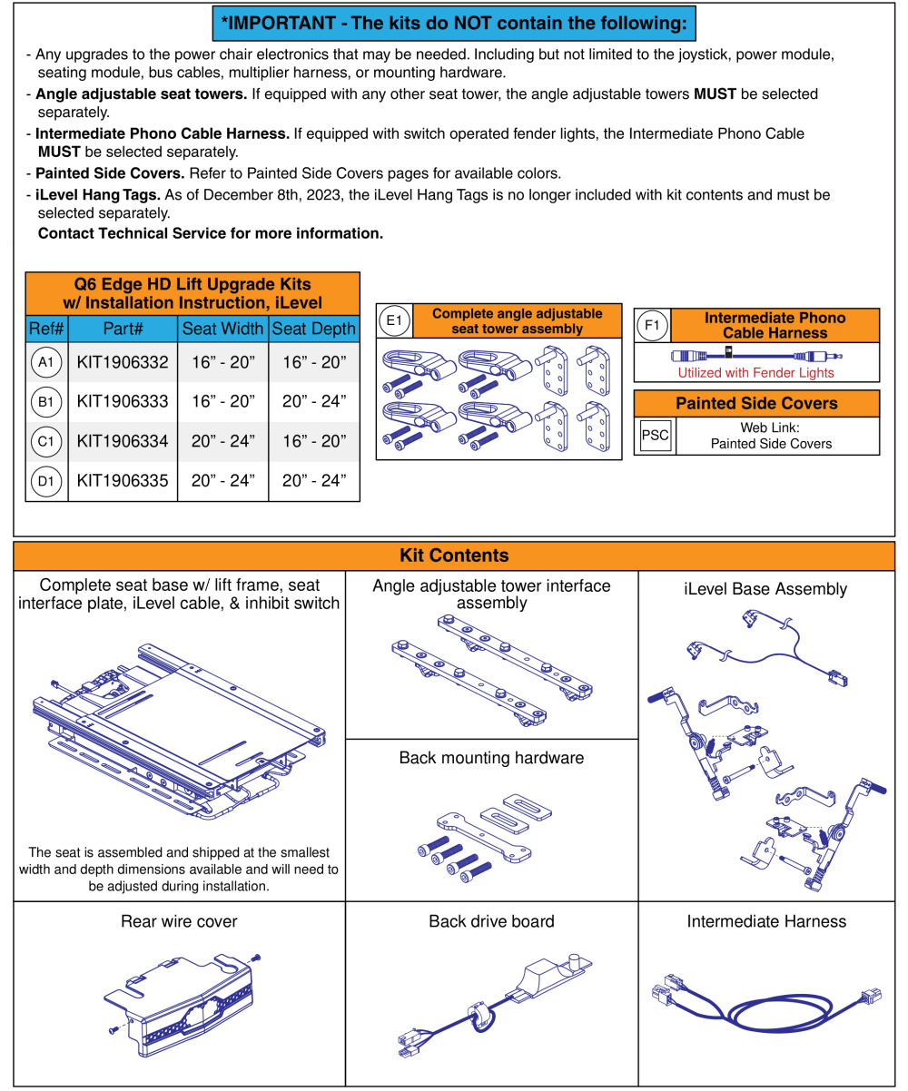 Q6 Edge Hd - Reac Lift Upgrade Kits (ilevel) parts diagram