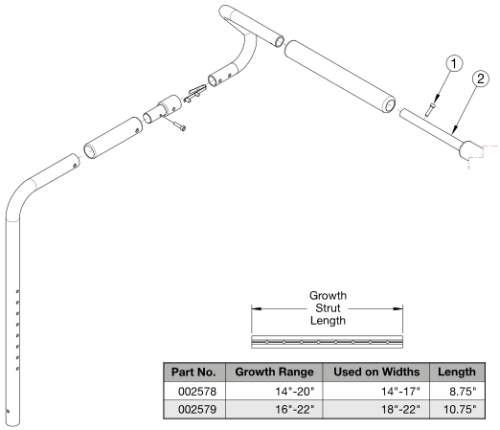 Liberty Removable Stroller Handle - Growth parts diagram