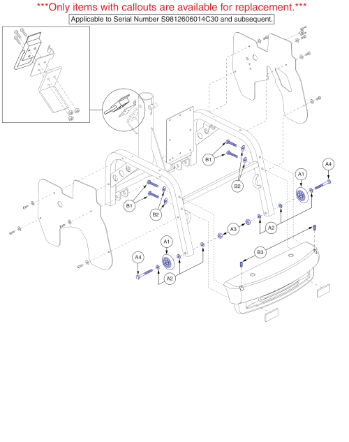 Hurricane Pmv5001 Rear Frame Assy W/ Anti-tips, Hook Lock Up And Hardware (gen 2). (s/n S9812606014c30 And Sub.) parts diagram