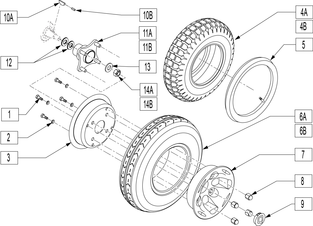 12 X 4 Drive Wheel parts diagram