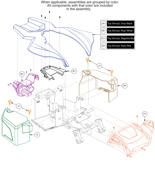 Shroud Assembly, Jazzy Select 6 2.0 parts diagram